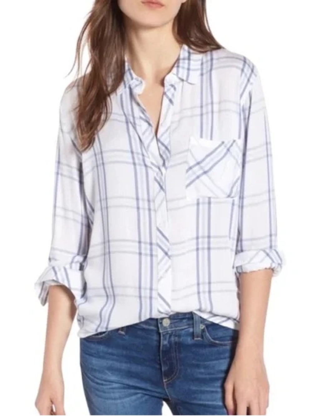 Rails Hunter White Bay Blue Button Down Size L